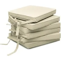 Beautissu Stuhlkissen 6er Set Loft SK Stuhlkissen Natur, 45x40x5cm, Stuhlpolster mit Bändern Sitzkissen für Stühle, rutschfest