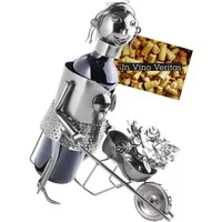 BRUBAKER Weinflaschenhalter Gärtnerin Flaschenhalter, (inklusive Grußkarte), Metall Skulptur, Wein Geschenk Garten Weinhalter