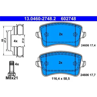ATE Bremsbel?ge hinten Audi A4 A5 Q5 VW Golf V
