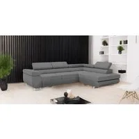 Goldstoff Ecksofa mit Schlaffunktion & Bettkasten - hochwertiges Sofa, Couch mit Schlaffunktion für Wohnzimmer - Schlafsofa - Eckcouch, Eckcouch mit praktischem Bettkasten in grau