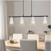 ZMH Pendelleuchte Esszimmer 4/6 Flammig GU10 Modern Hängeleuchte Wohnzimmer Flur, Einfache Installation, ohne Leuchtmittel, 150CM Schwarz-Weiß Esstischlampe hängend Industrial Küche