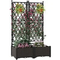 COSTWAY Blumenkasten, mit Rankgitter, Pflanzkasten, Hochbeet, 80x40x120cm