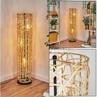 hofstein Stehlampe Stehlampe aus Metall/Bambus in Schwarz/Gold/Natur mit Lichteffekt, ohne Leuchtmittel, Leuchte im Skandinavischen/Boho-Design mit Fußschhalter, E27