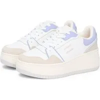 Tommy Jeans TJW RETRO BASKET FLATFORM Plateausneaker, Freizeitschuh, Halbschuh, Schnürschuh mit Kontrastbesätzen