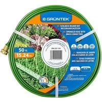 GRÜNTEK Bewässerungsschlauch Schlauch-Regner, Sprühschlauch, Rasensprenger Gartenschlauch 15,24 m, Beregnungsfläche 4-5 qm/m, Druck von 3 - 6 bar, (Schlauch), Schnellanschluss, Messing Verbindungsstück