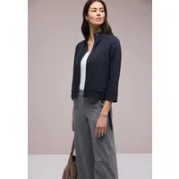 STREET ONE Sweatjacke 3/4-Arm mit Stehkragen und Kordelzügen