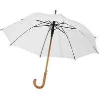 Easy Gifts Stockregenschirm Automatik-Regenschirm mit Holzgriff / Farbe: weiß