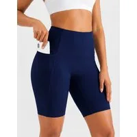 FemmeTone Radlerhose High Waist Biker Shorts – Damen Sporthose mit Tasche Elastische kurze Leggings – Fitnesshose für Training, Yoga & Workout