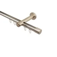 iso-design Gardinenstange Innenlauf 20 mm 1-läufig Endstück Kappe Wandabstand 8 cm, Ø 20 mm, 1-läufig, Fixmaß, Wandmontage, Aluminium, Innenlaufprofil mit Metallsäge kürzbar