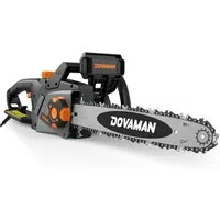 DOVAMAN Elektro-Kettensäge 2400W Werkzeugloses Ein-Schritt-Spannen, 40cm Schiene und 2 Ketten