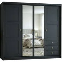 A&J MöbelLand GmbH Drehtürenschrank OSLO viertüriger Kleiderschrank mit Schubladen und Metallgriffen (Geräumiger viertüriger Kleiderschrank mit Schubladen und Metallgriffen. Geräumiger Schrank mit einer Breite von 200 cm und Schubladen, ideal zur Auf