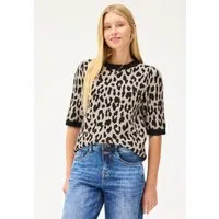 STREET ONE STUDIO Kurzarmpullover mit allover Leoprint