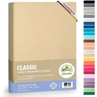 leevitex® Spannbettlaken Spannbettlaken, Mako-Jersey, Gummizug: rundum, (1 Stück), OEKO-TEX® STANDARD 100 zertifiziert