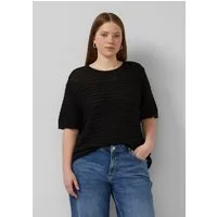 QS Kurzarmpullover Strickpullover Pullover mit Ajourmuster