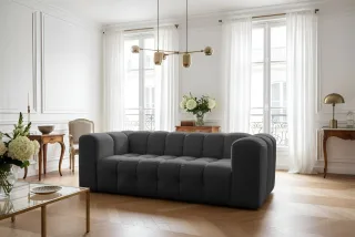 Sofa Designersofa SOLVIE 3-Sitzer in Stoff Moly Anthrazit