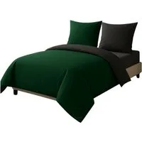 Leonado Vicenti Bettwäsche Luxus Satin-Bettwäsche aus 100 % Baumwolle, Satin, 3 teilig, Wendebettwäsche, hochwertig, dezenter Glanz, Unifarben, Anthrazit