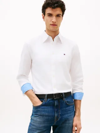 LINEN BLEND SOLID BTD RF SHT White - Gr. - XL