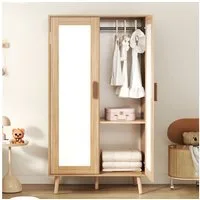 Flieks Kleiderschrank Doppeltüriger Kleiderschrank mit Kleiderstange 80x46x141.5cm