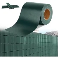 FIVMEN Sichtschutzstreifen PVC Sichtschutzstreifen Sichtschutz Sichtschutzfolie, 35/65M, 19 cm Hoch Befestigungsclipse Gartenzaun Windschutz für Zaun, Grün