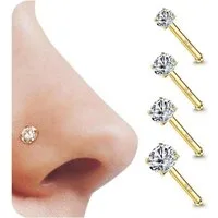 YADOCA Nasenpiercing 4er Set 14K Gold 20G Nasenpiercing Zirkonia Chirurgenstahl 1,5/2/2,5/3