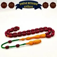 M-Punkt24 Kettenanhänger Tesbih Tespih Osmanli Benzetme (Emine Resvani inkl. Etui, Tasbeh, Tasbih, Misbah, Gebetskette), Visne, Sistem Püskül