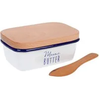 GRÄWE Butterdose GRÄWE Butterdose emailliert, mit Holzdeckel, Stahlblech