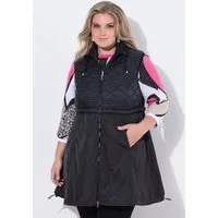 MIAMODA Longweste Long-Steppweste Stepp und Web 2-Wege-Zipper