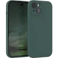 EAZY CASE Handyhülle für Apple iPhone 15 Hülle Silikon 6,1 Zoll, Silikon Schutzhülle mit Kameraschutz kratzfestes Bumper Nachtgrün