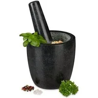 relaxdays Mörser Granit Mörser mit Stößel hoch, (2-tlg)