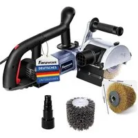 Fanzwork Walzenschleifer Satiniermaschine V2 1500 Watt Stahldraht & Nylon Bürste, max. 3200 U/min, Perfekt zum Trockenschleifen von Altholz, Metall, Kunststoff, Gips