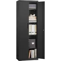 SONGMICS Aktenschrank Mehrzweckschrank, Stahl-Aufbewahrungsschrank, 5 Ebenen Doppeltüren, Schloss, Werkzeugschrank, verstellbare Ablagen
