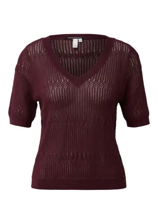 Q/S designed by - Strickpullover mit V-Ausschnitt rot - Gr. - XXL