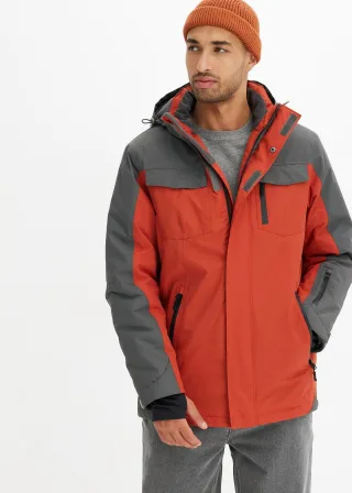 bonprix Wasserdichte Funktions-Jacke, braun, Gr.46, Wetterfeste Herren Winterjacke mit Funktion, mit Kapuze und reflektierendem Druck