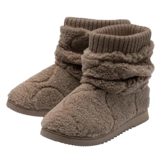 Damen Teddy-Fleece-Bootie-Hausschuhe Hafer-Taubengrau Warm UK 3-8