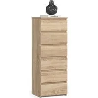 Home Collective Kommode 40 cm breit Holz Highboard Sideboard für Flur Schlafzimmer Wohnzimmer (Mehrzweckschrank Schrank schmal Kommode Schlafzimmer mit Schubladen), mit sechs Schubladen 10 cm hoch viel Stauraum, sonoma