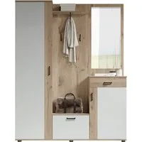 HBZ Kompaktgarderobe Jens mit Spiegel, Flurgarderobe BxHxT 145x184x29 cm (1-St) Mit Hochschrank, Bank, Paneel und Kommode