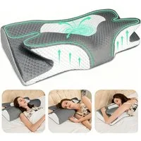 Esun Kopfkissen Nackenstützkissen Kopfkissen Nackenkissen, Kissen Seitenschläferkissen, Füllung: Memory Foam, Rückenschlafer, Bauchschlafer, Seitenschlafer, Set, Kissen vom OEKO-TEX® und CertiPUR Getestet, für Seiten Rücken & Bauchschläfer, Nackenkis