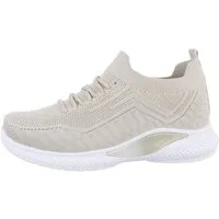 Ital-Design Kinder Low-Top Freizeit Sneaker Flach Freizeitschuhe in Hellbraun