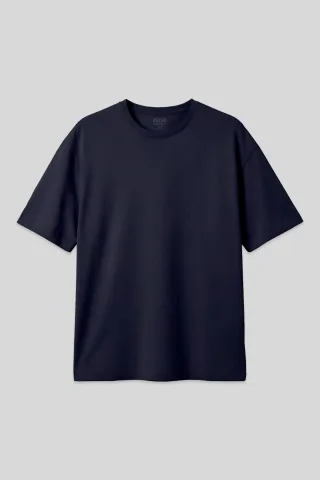 Übergroßes Baumwoll-Crewneck-T-Shirt