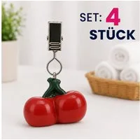 Koopman Tischtuchklammer Früchte 4 er Set, (Set, 4-tlg., Packung), 4tlg, Polystone, Kirsche, mit Klammer, Früchte