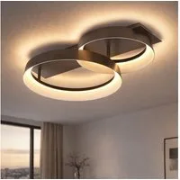 GLOBO LIGHTING LED Deckenleuchte, LED-Leuchtmittel fest verbaut, Warmweiß, Deckenleuchte LED Deckenlampe opal matt Metall kaffeefarben B 50 cm