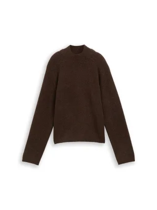 Denim Tom Tailor - Strickpullover mit Wollanteil cool dark brown melange - Gr. - M