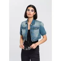 Arizona Jeansjacke aus Baumwollmischung, figurbetont, extrakurz, in Stretch-Qualität