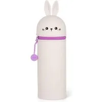 Legami Federmäppchen 2-in-1 Weiche Silikontasche Kawaii Bunny, H 18,5 cm, Stifthalter, Reißverschluss, Tischstifthalter, Buntstifte Marker