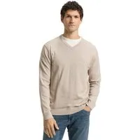 TOM TAILOR V-Ausschnitt-Pullover mit kleiner Logo-Stickerei