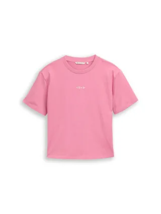 Denim Tom Tailor - Boxy Fit T-Shirt mit Stickerei soft blush rose - Gr. - S