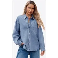 Imily Bela Jeansbluse Damen Lässig Boyfriend Jeansjacke Denim Oberteil (Packung, 1-tlg., 1per-Pack) aus Baumwolle in Unifarbe