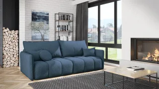 Sofa 3-Sitzer mit Schlaffunktion MORGANO Stoff Abriamo Blau