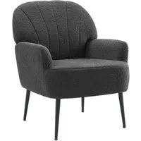 Intimate WM Heart Sessel Einzelsessel, Retro Fernsehsessel mit Metallbeinen, Teddystoff Loungesessel mit Armlehne für Schlafzimmer Wohnzimmer