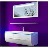 Homeline Badmöbel-Set Badmöbel Set Weiß Hochglanz lackiert LED System tauschsystem, (Komplette Set ohne wasch dich Armatur und Ablaufgarnitur, 4-St., Set Angebot), Hochglanz lackiert tauschsystem inklusiv LED